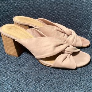 Madewell Sari crisscross pale pink suede heel sandal 9